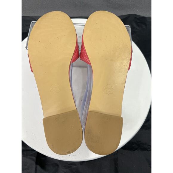 Steve Madden Finally Flat Sandals Hot Pink Leather Slip On Slide Women Size 10 - Picture 14 of 14